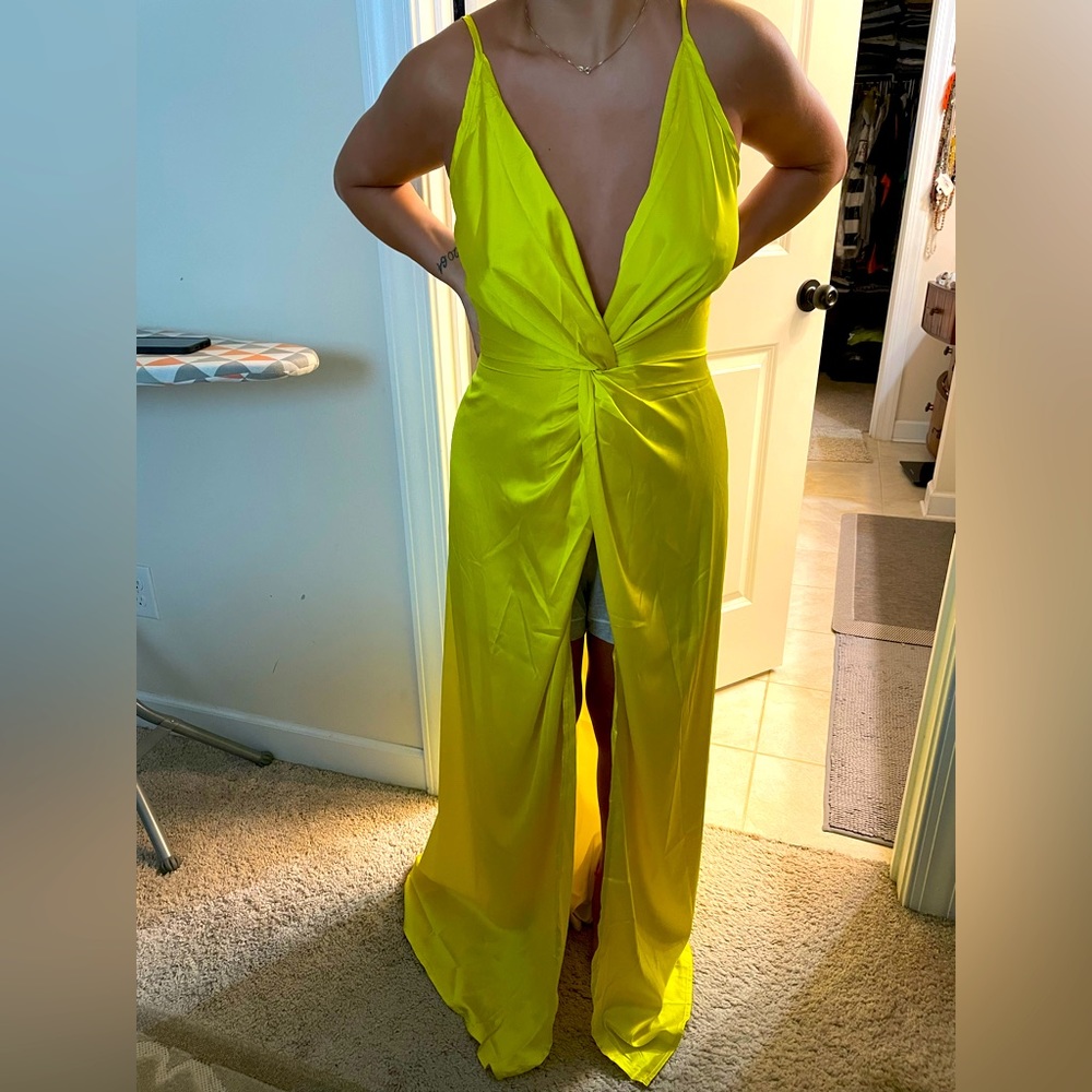 Yellow satin dress